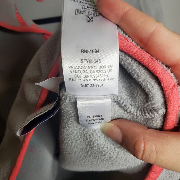 Patagonia Synchilla Snap T Pull Over Jacket Grey Fleece Pink Trim Kids 14 XL - Picture 7 of 12